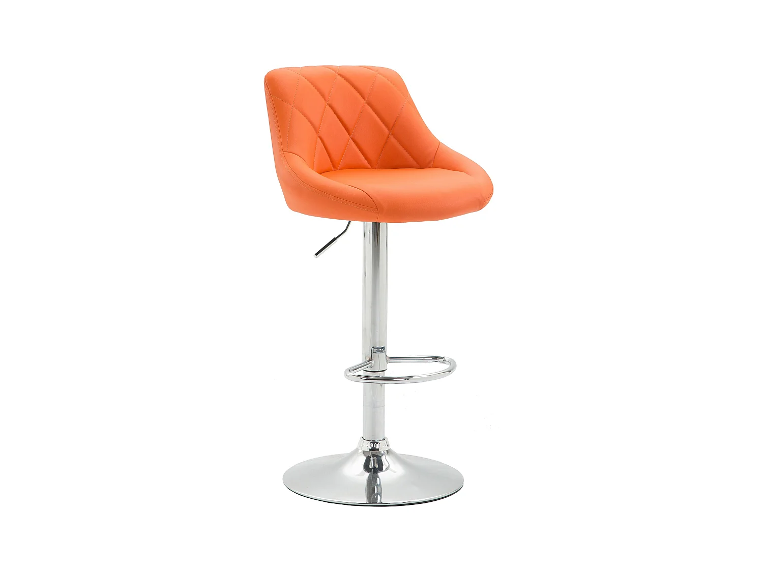 Tabouret de bar - Similicuir & Chrome - Orange - Lazio