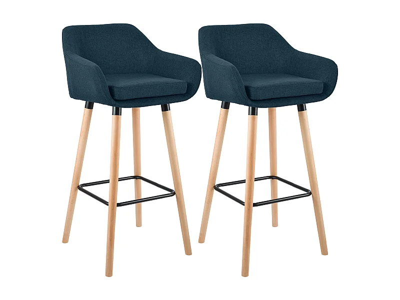 Lot de 2  Tabouret de bar - Tissu & Nature - Bleu - Grant