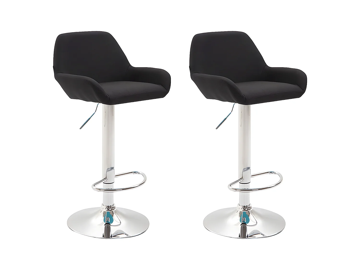 Lot de 2 Tabourets de bar - Tissu & Métal chromé - Noir - Braga