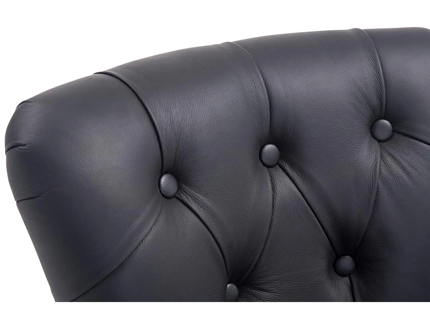 Tabouret de bar - Véritable cuir & Bois - Noir - Lakewood