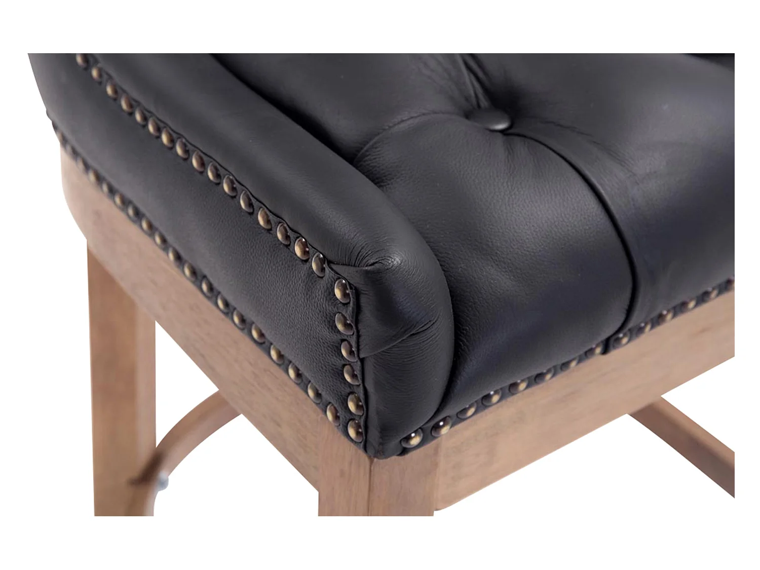 Barhocker - Echtleder & Holz - schwarz - Lakewood
