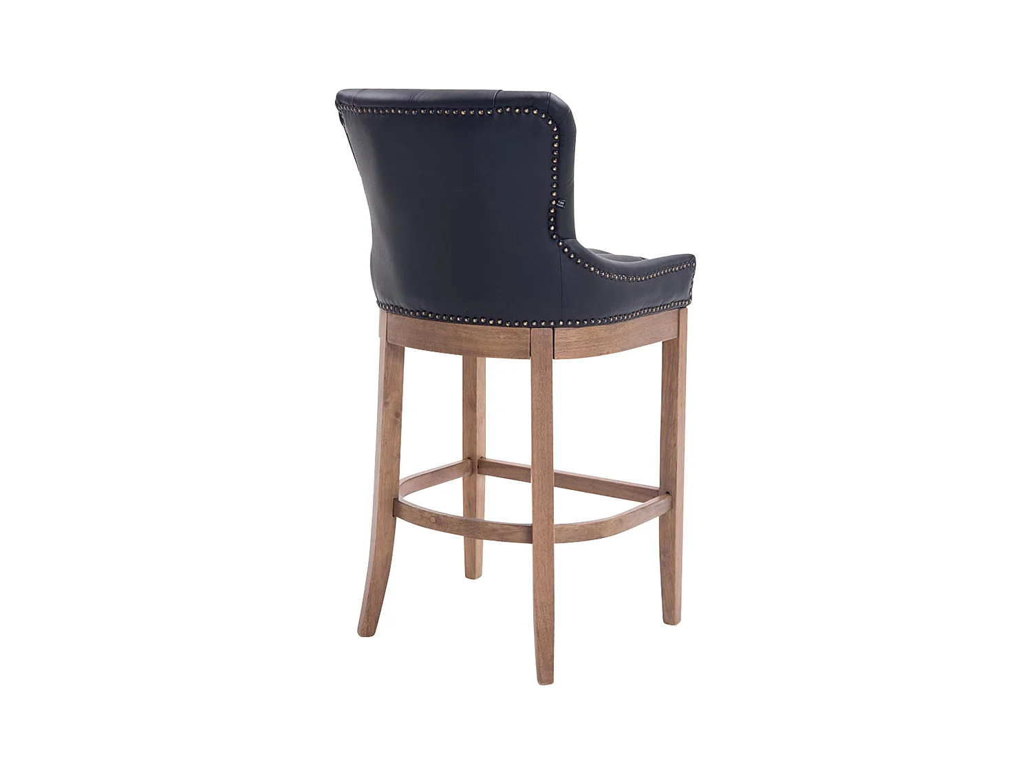 Barhocker - Echtleder & Holz - schwarz - Lakewood
