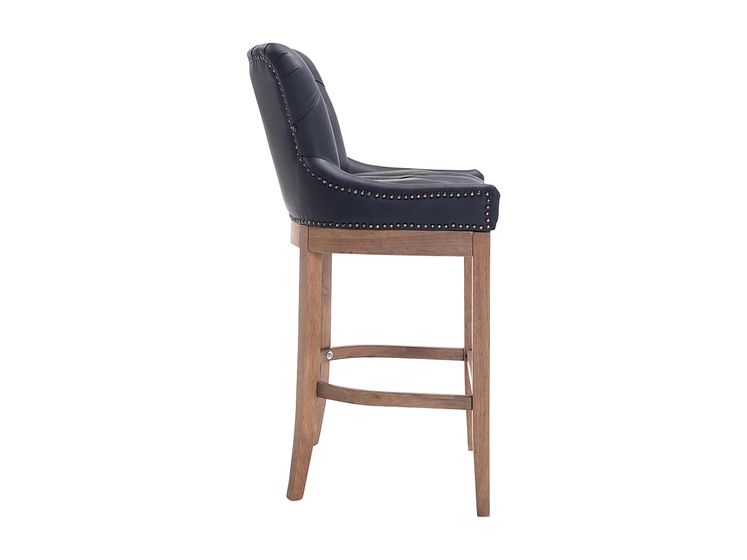 Tabouret de bar - Véritable cuir & Bois - Noir - Lakewood