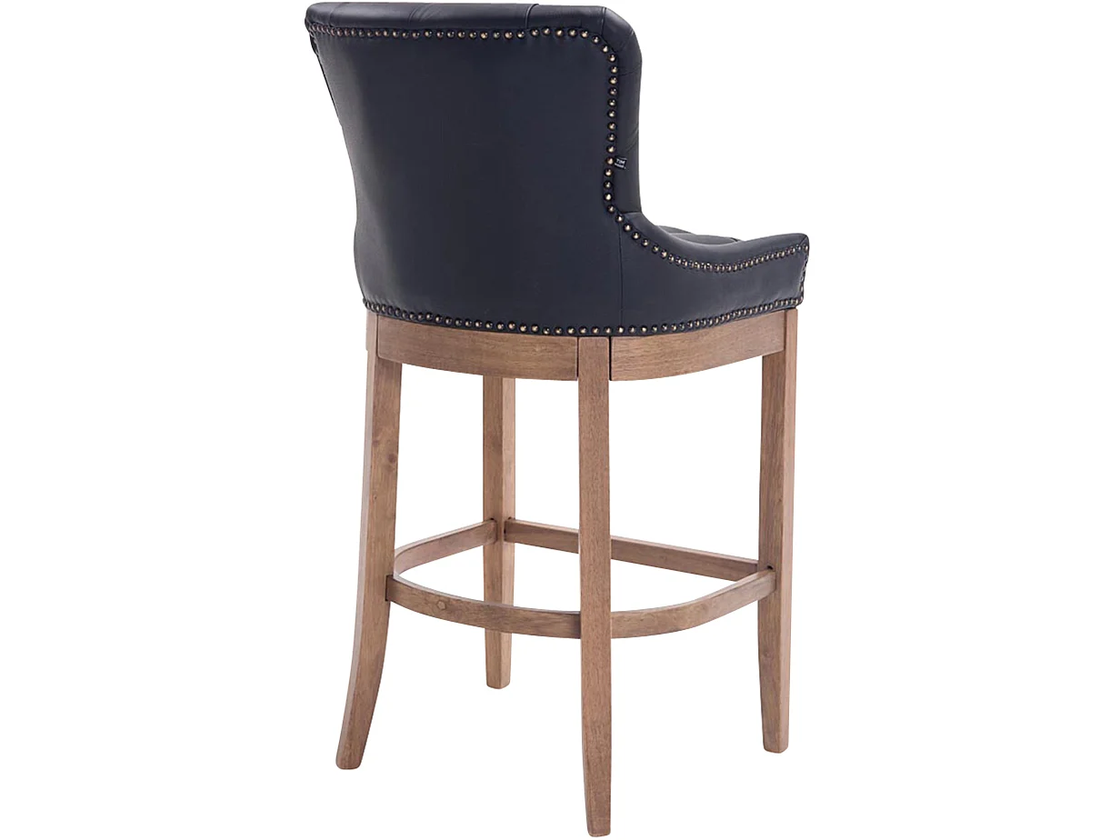 Tabouret de bar - Véritable cuir & Acier inoxydable - Noir - Lakewood