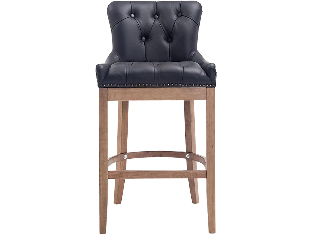 Tabouret de bar - Véritable cuir & Acier inoxydable - Noir - Lakewood