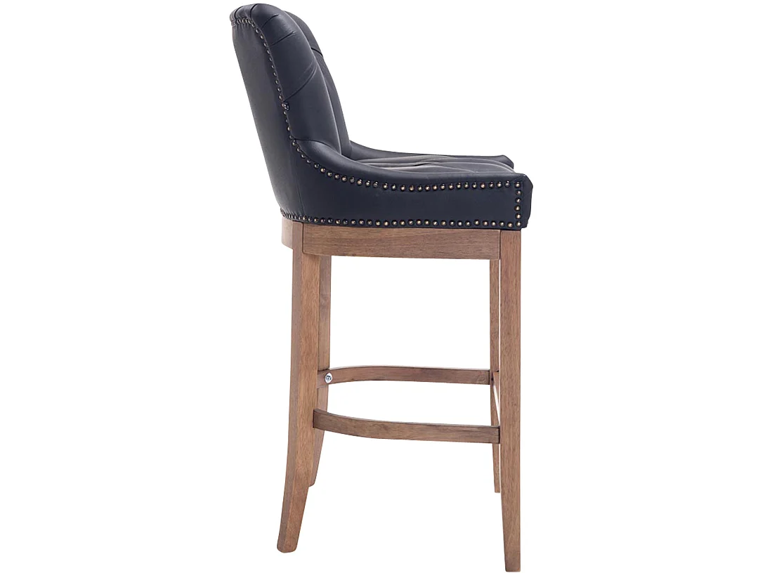 Tabouret de bar - Véritable cuir & Acier inoxydable - Noir - Lakewood