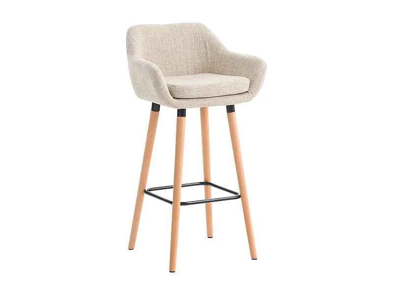 Barhocker - Stoff & Holz - creme - Grant