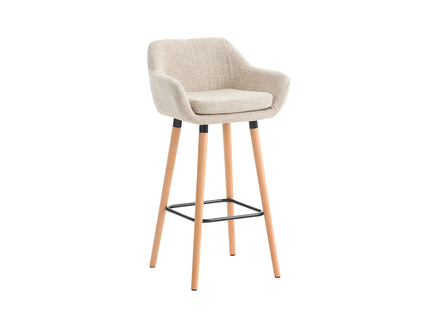 Tabouret de bar - Tissu & Bois - Crème - Grant