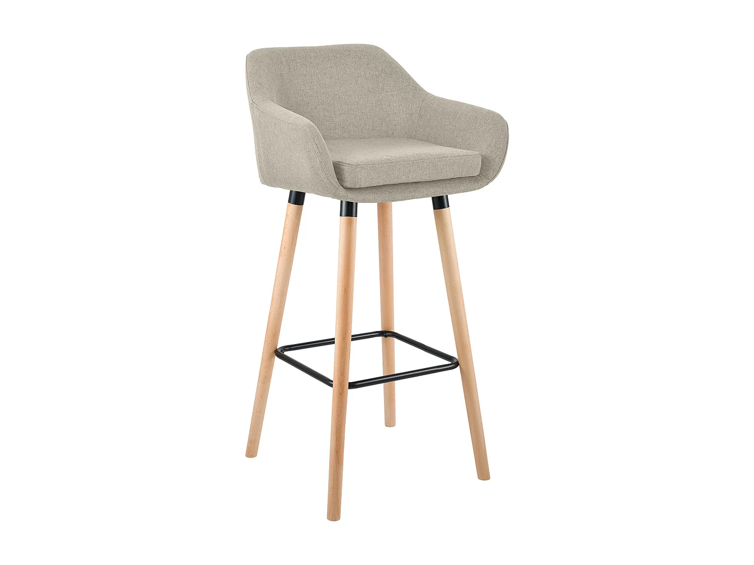 Tabouret de bar - Tissu & Noir - Crème - Grant