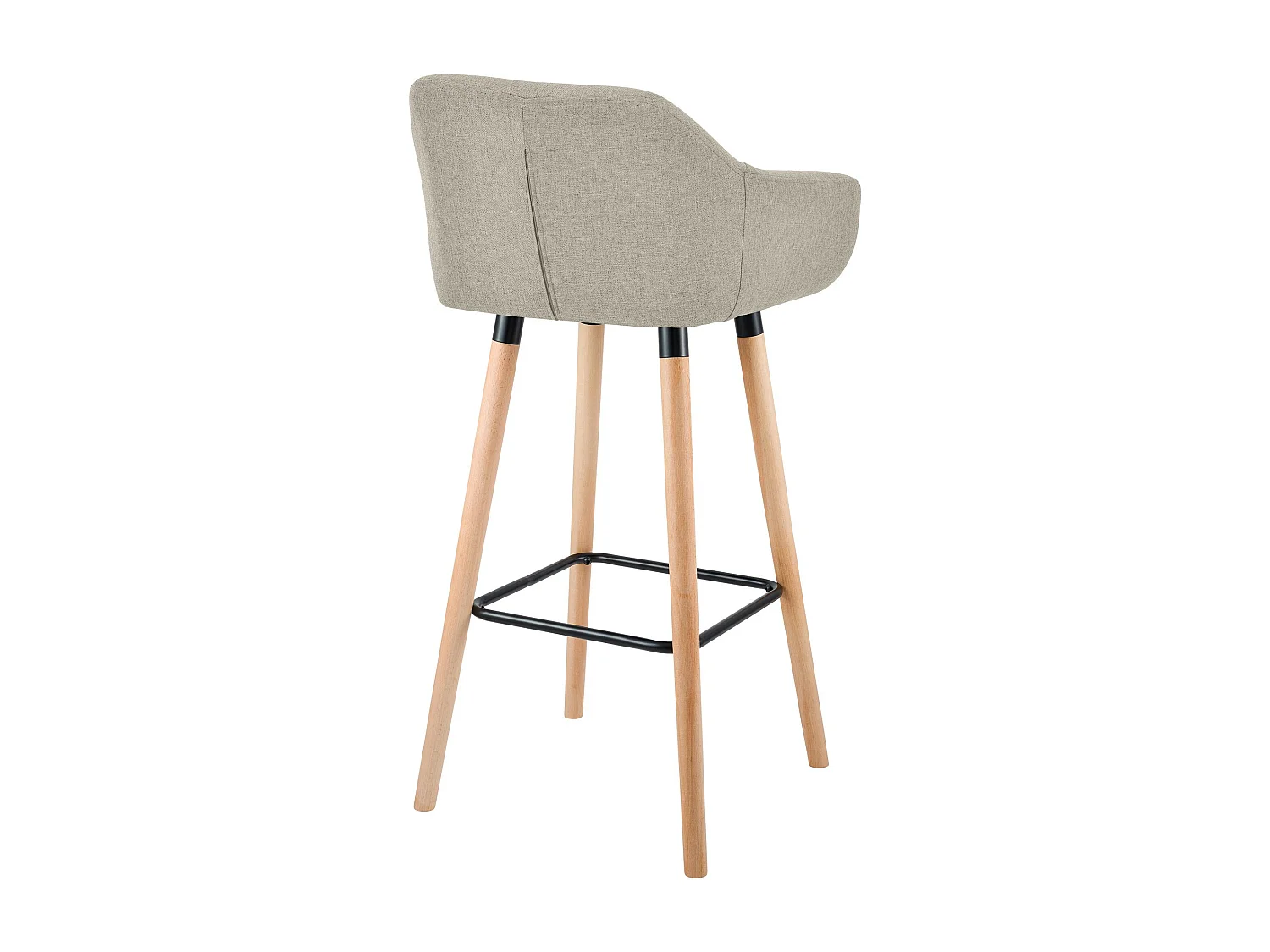 Tabouret de bar - Tissu & Noir - Crème - Grant