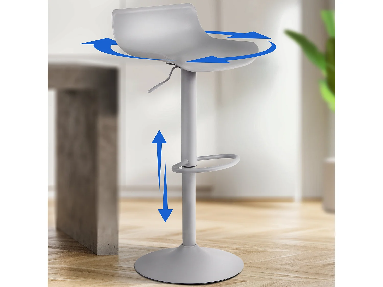 Tabouret de bar - Plastique & Chrome - Gris - Aveiro