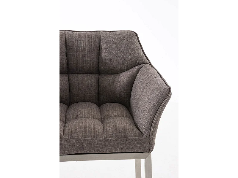 Tabouret de bar - Tissu & Acier inoxydable - Gris - Damaso