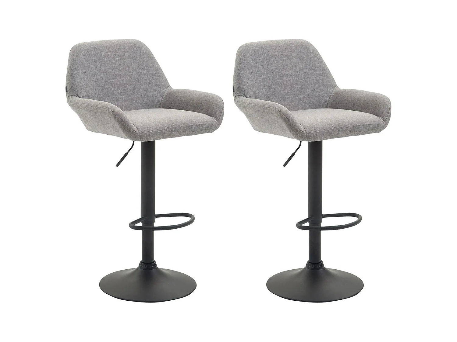 Lot de 2 Tabourets de bar - Tissu & Métal chromé - Gris - Braga