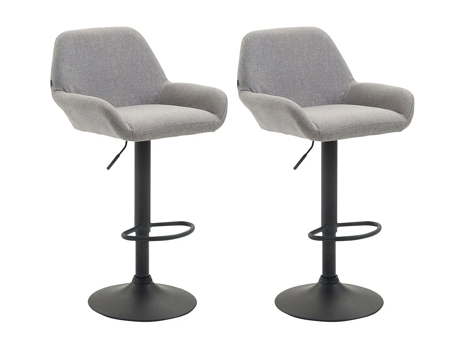Lot de 2 Tabourets de bar - Tissu & Métal chromé - Gris - Braga