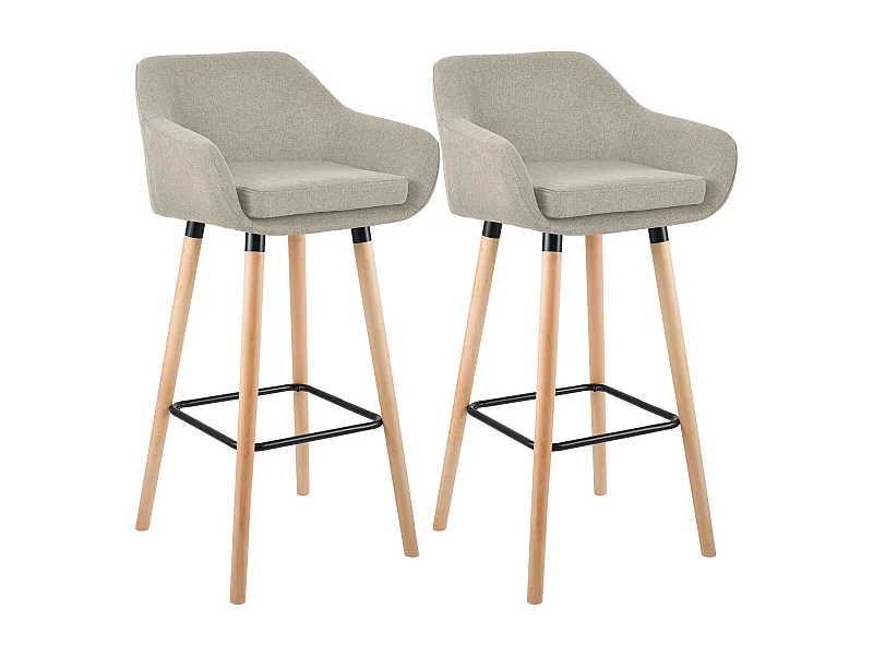 Lot de 2  Tabouret de bar - Tissu - Crème - Grant