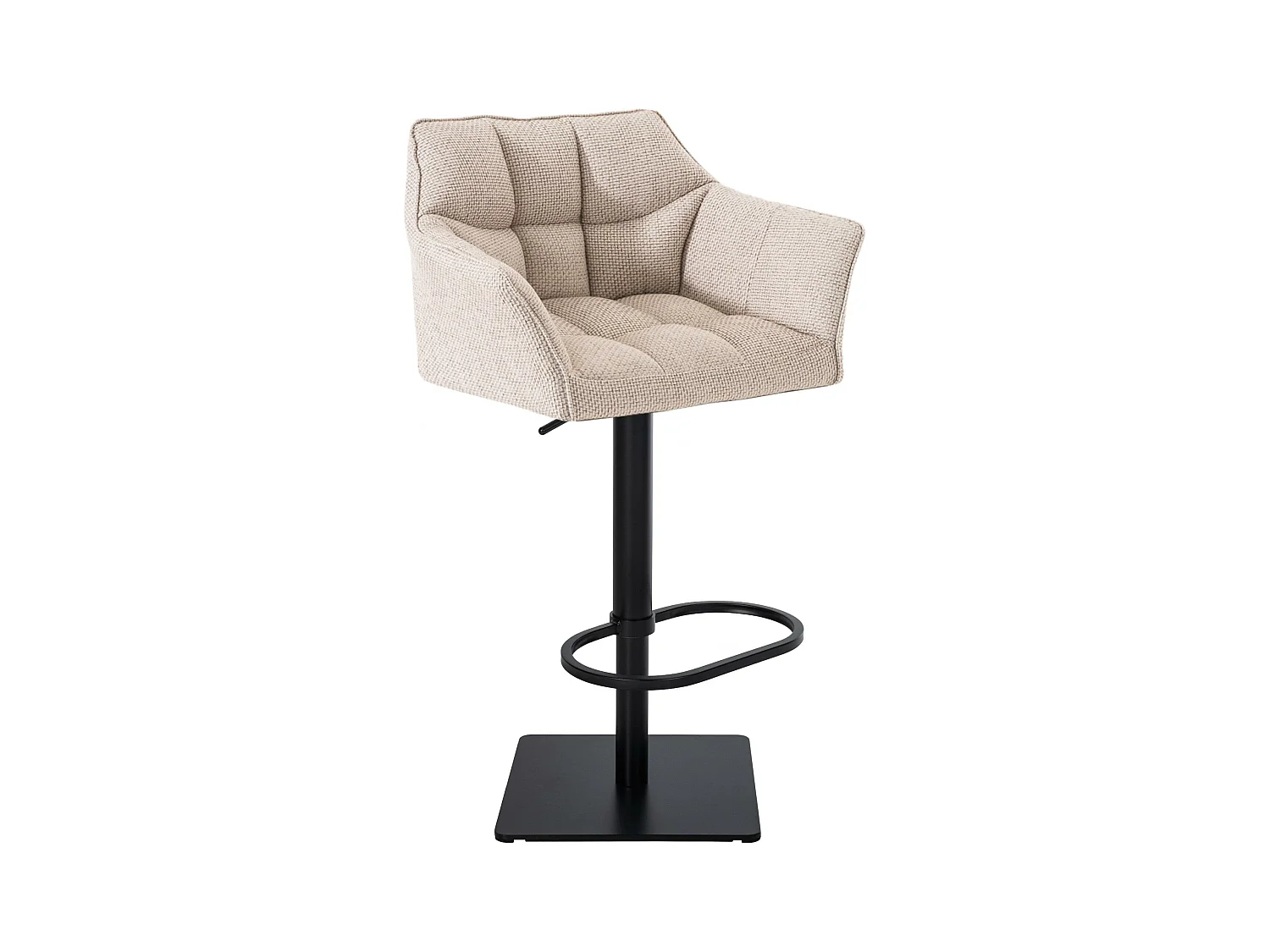 Tabouret de bar - Tissu & Noir - Ivoire - Damaso