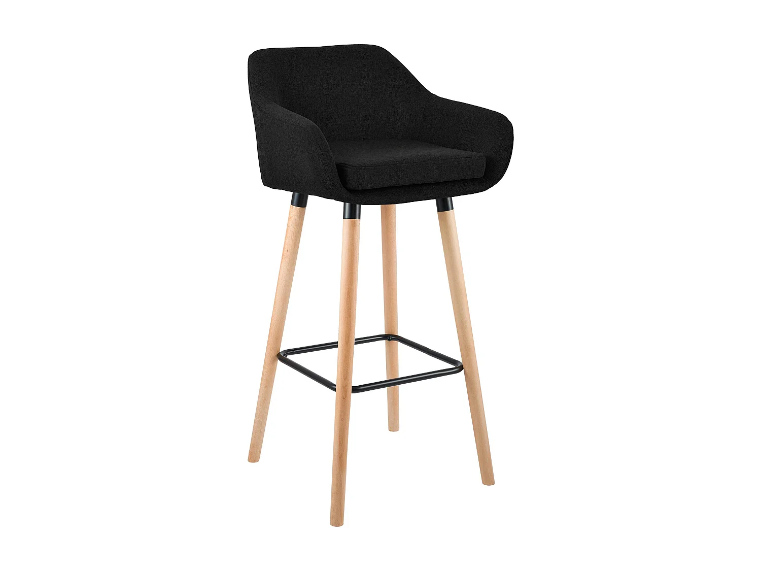 Tabouret de bar - Tissu - Noir - Grant