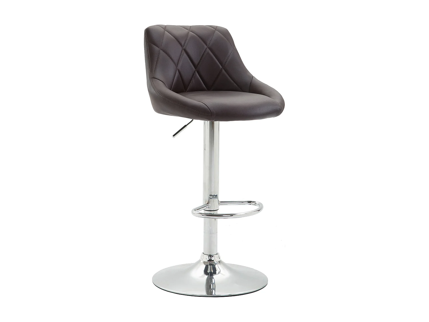Tabouret de bar - Similicuir & Chrome - Marron - Lazio