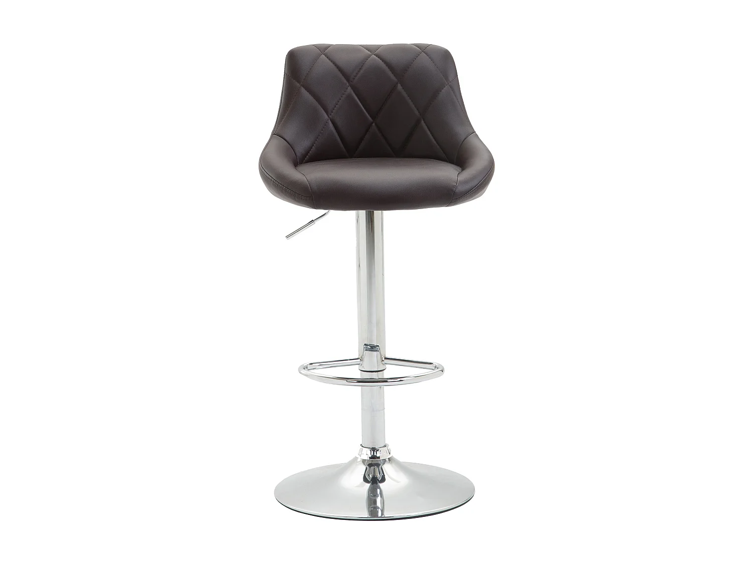 Tabouret de bar - Similicuir & Chrome - Marron - Lazio