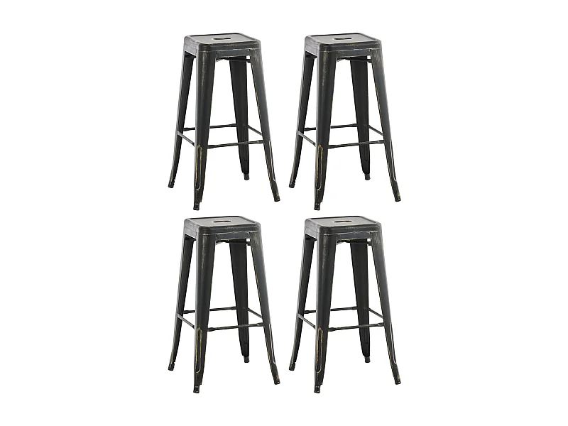 4er Set Barhocker - Metall - schwarz-gold - Joshua