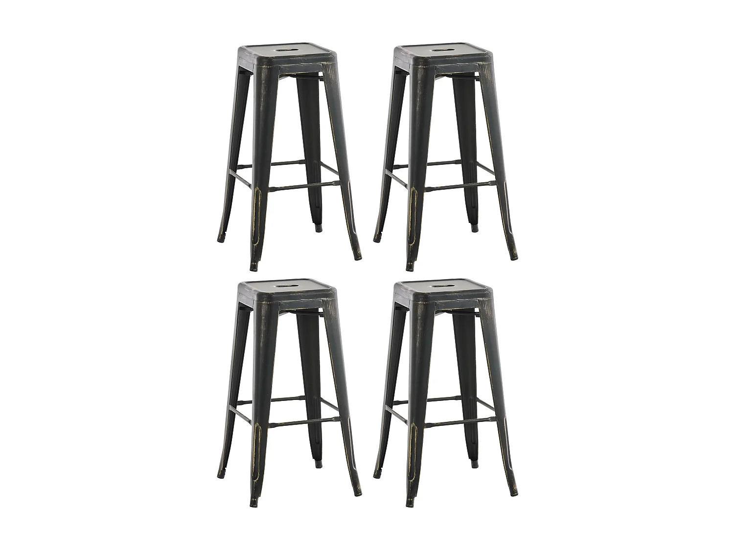 Lot de 4  Tabouret de bar - Métal - Noir-Or - Joshua
