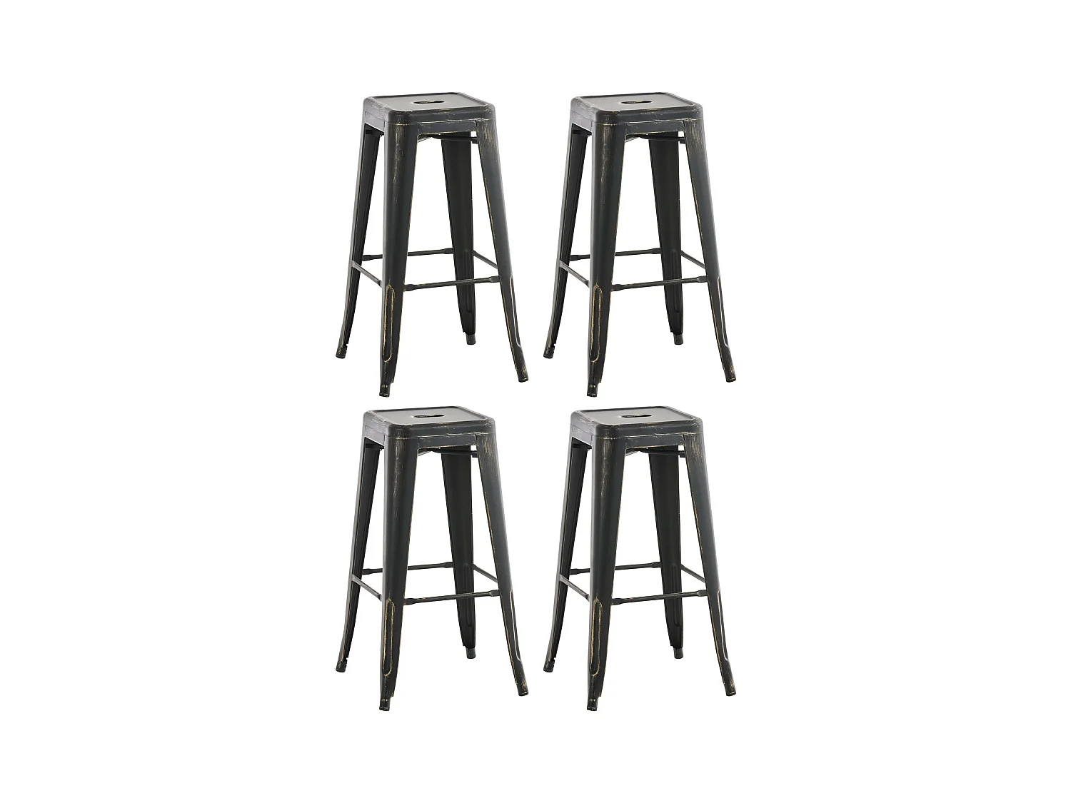 Lot de 4  Tabouret de bar - Métal - Noir-Or - Joshua