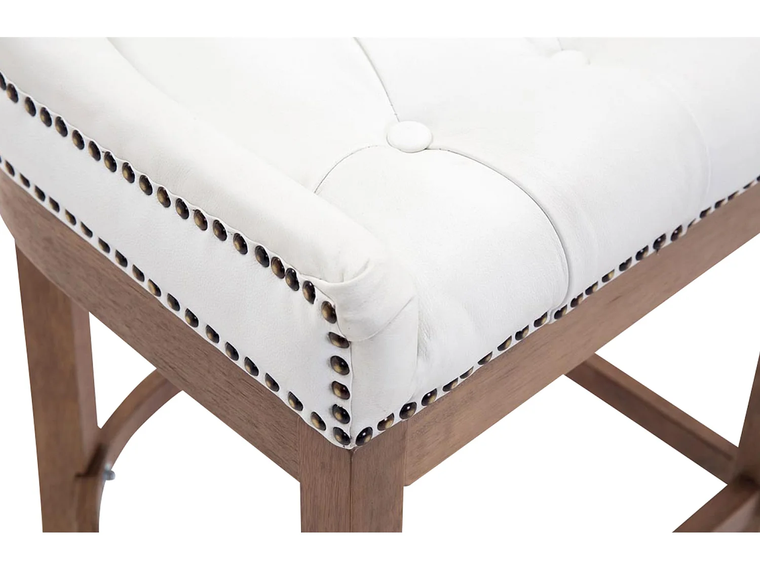 Tabouret de bar - Véritable cuir & Bois - Blanc - Lakewood