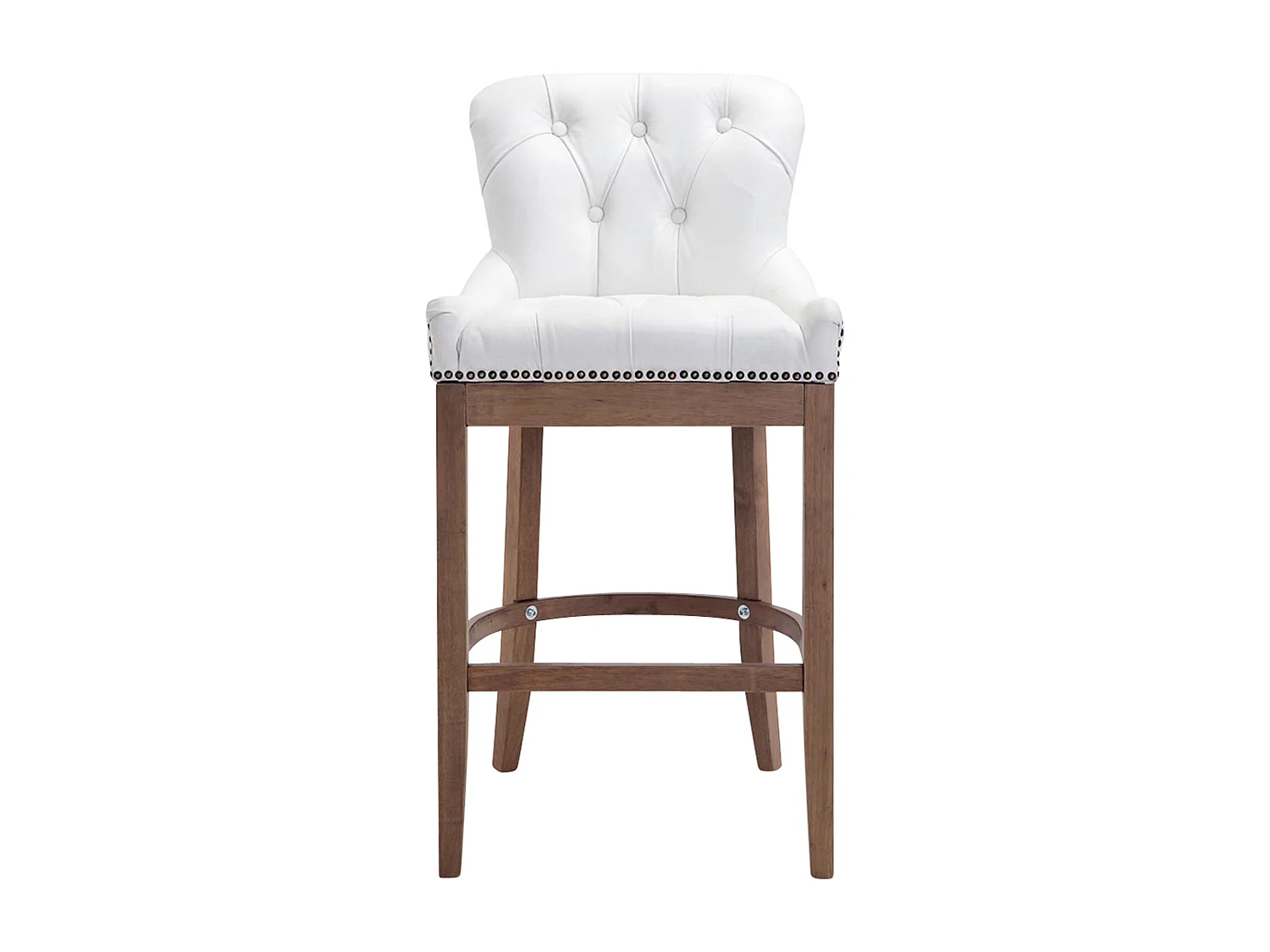 Tabouret de bar - Véritable cuir & Bois - Blanc - Lakewood