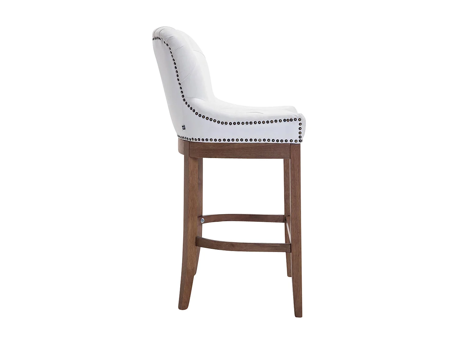 Tabouret de bar - Véritable cuir & Bois - Blanc - Lakewood
