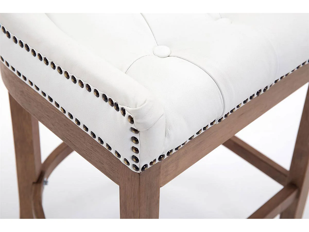 Tabouret de bar - Véritable cuir & Bois - Blanc - Lakewood