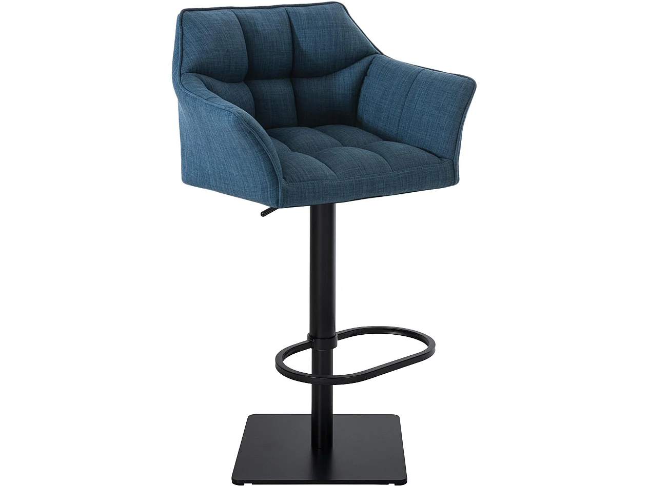 Tabouret de bar - Tissu & Noir - Bleu - Damaso