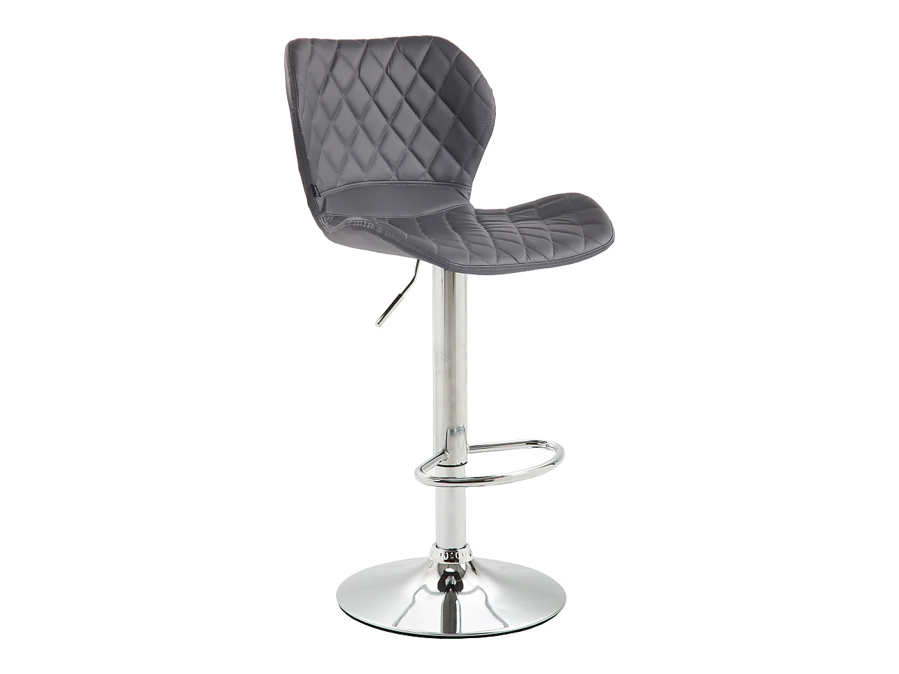 Tabouret de bar - Similicuir & Chrome - Gris - Cork