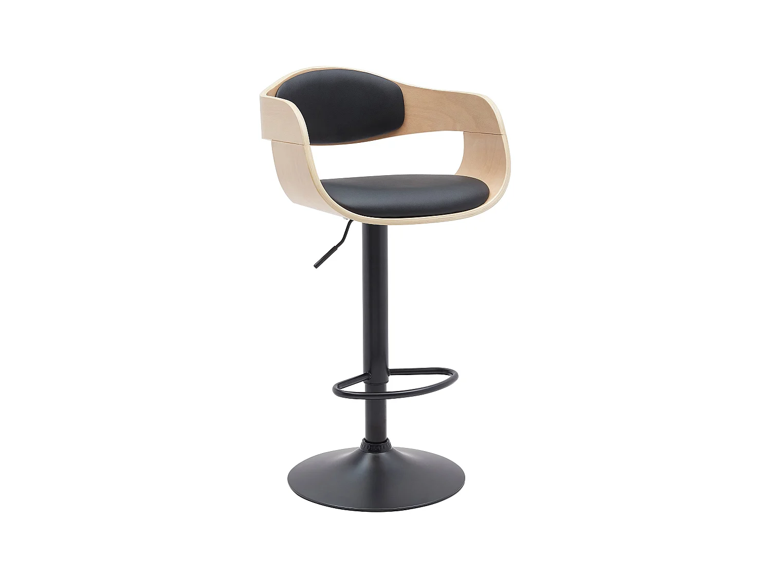 Tabouret de bar - Similicuir - Nature / Noir - Kingston