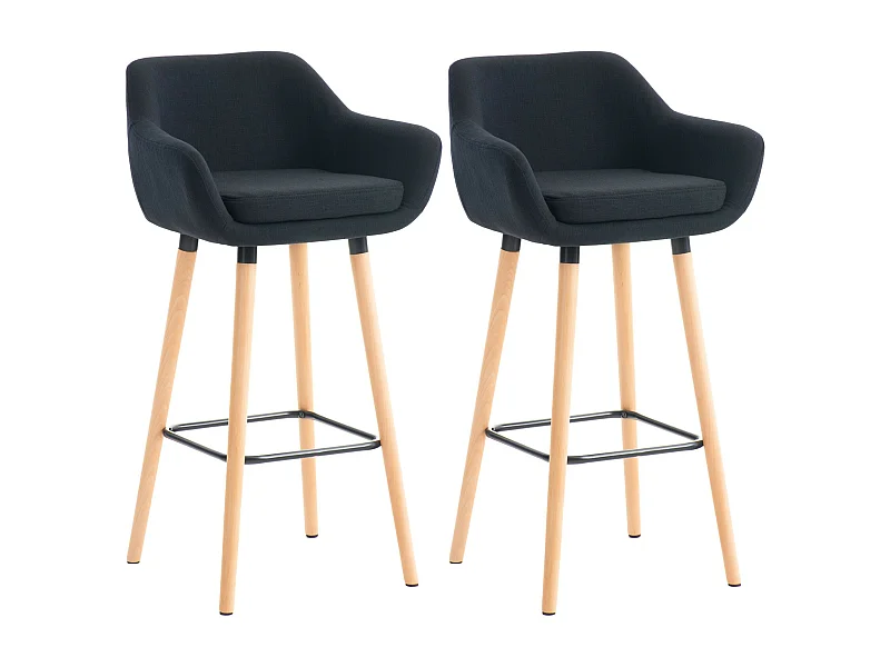 Set van 2  Barkruk - Stof & grijs - zwart - Grant