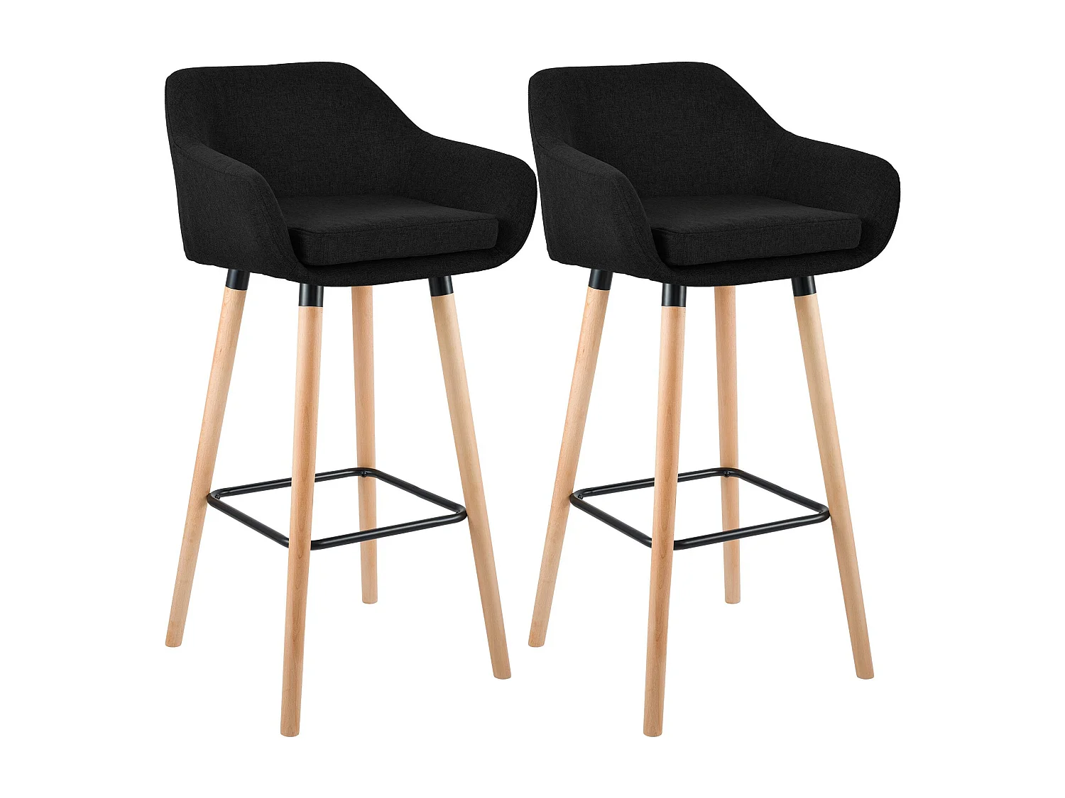 Lot de 2  Tabouret de bar - Tissu - Noir - Grant