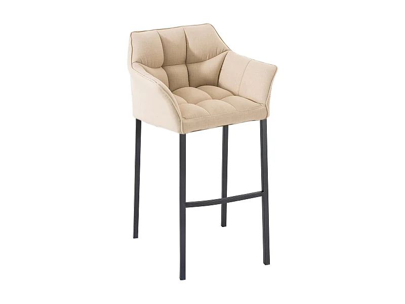 Barhocker - Stoff & schwarz - creme - Damaso