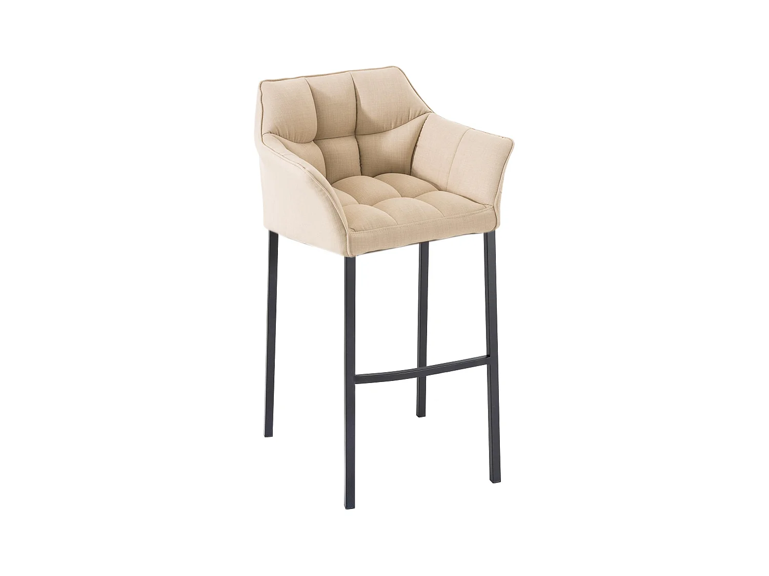 Tabouret de bar - Tissu & Noir - Crème - Damaso
