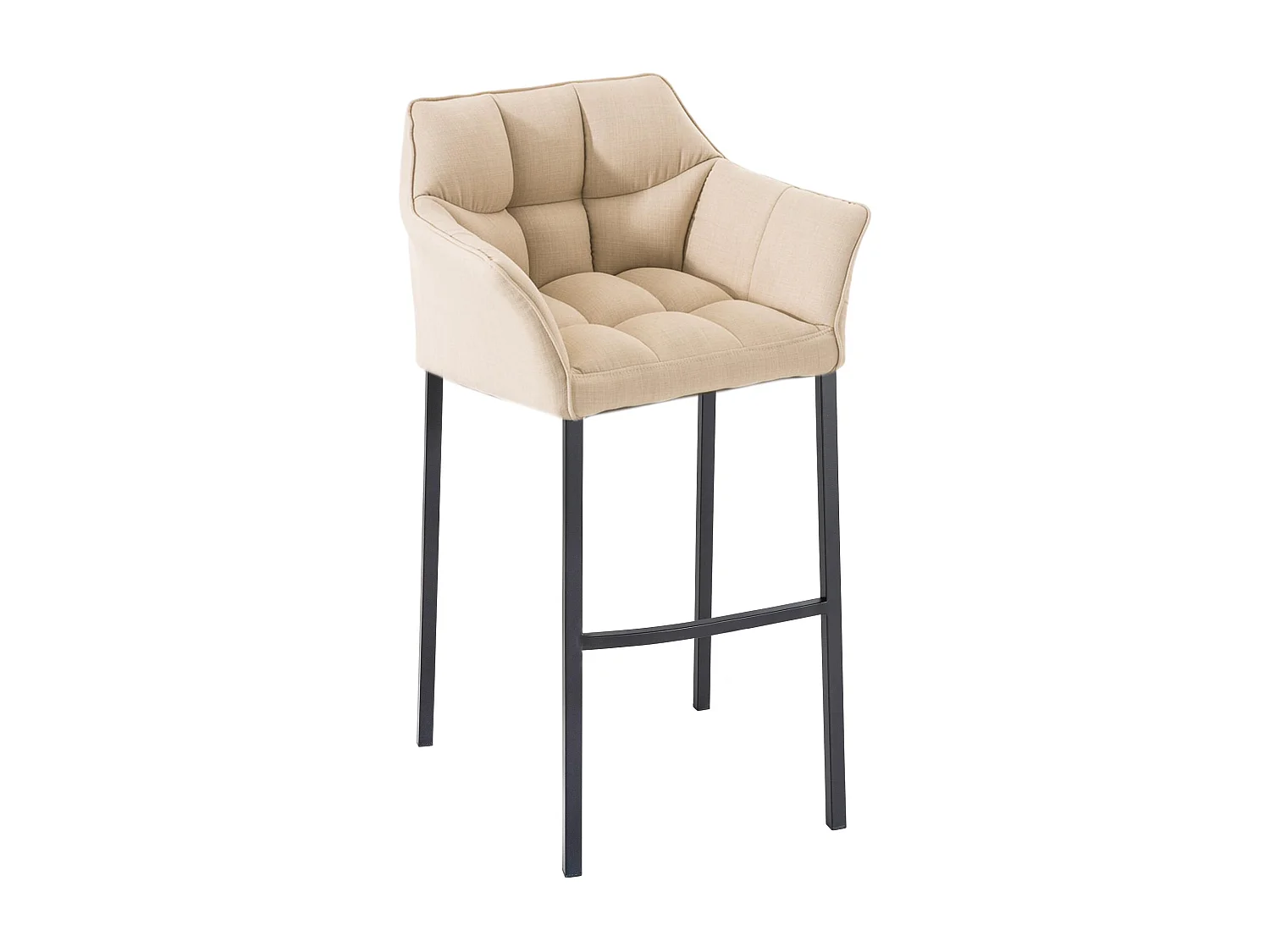 Tabouret de bar - Tissu & Noir - Crème - Damaso