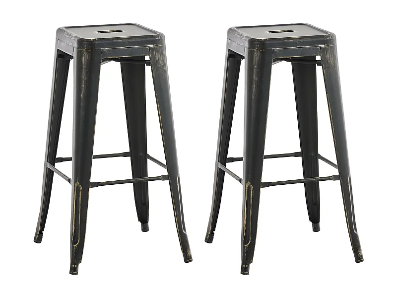 Lot de 2  Tabouret de bar - Métal - Noir-Or - Joshua