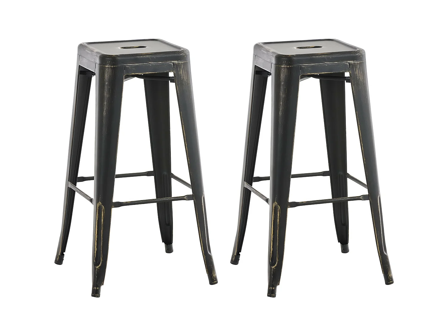 Lot de 2  Tabouret de bar - Métal - Noir-Or - Joshua