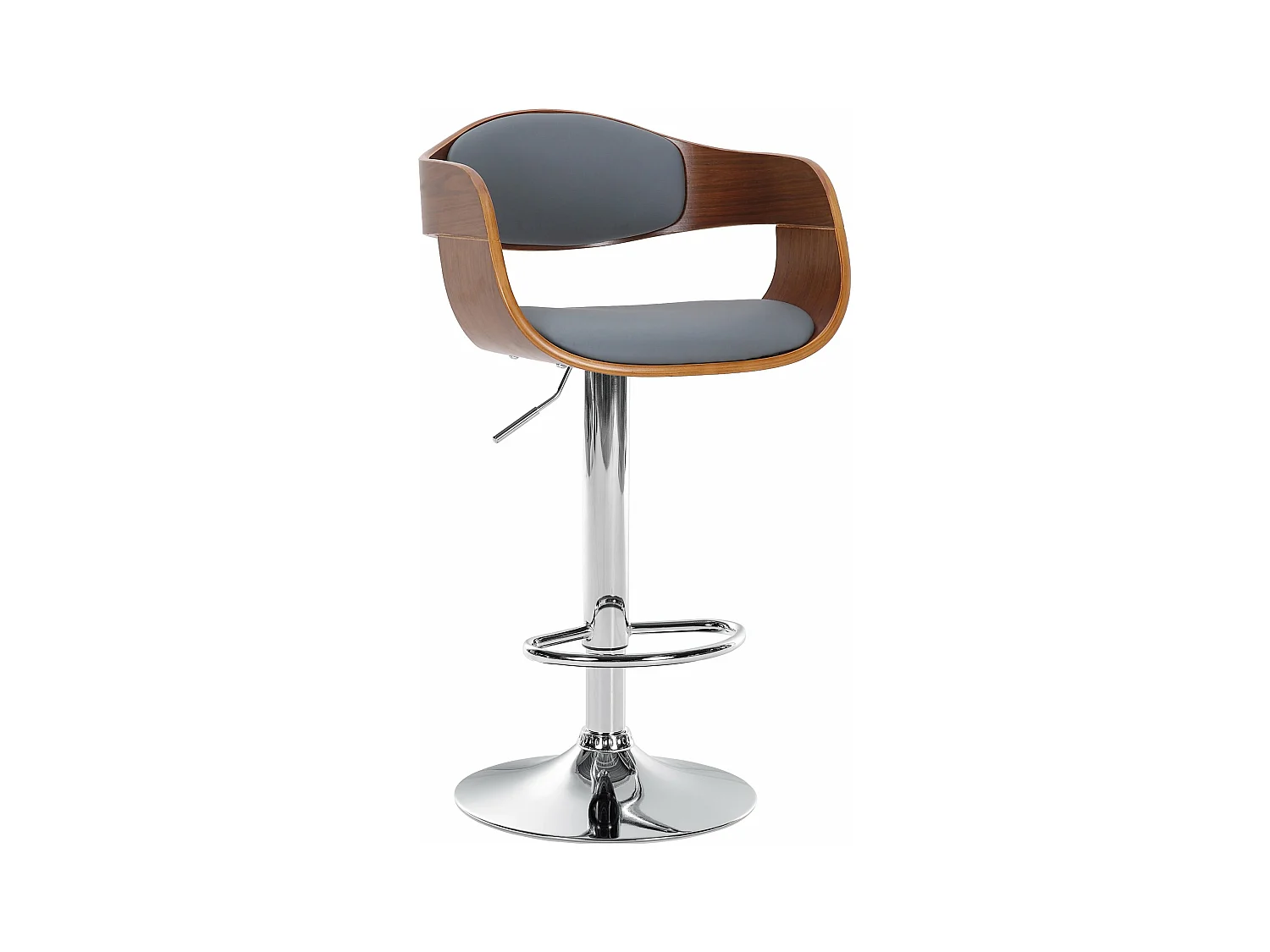 Tabouret de bar - Similicuir - Noyer / Gris - Kingston