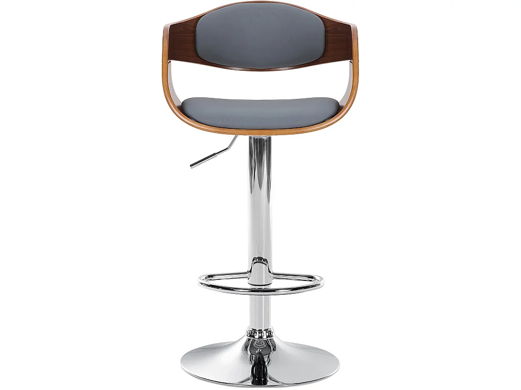 Tabouret de bar - Similicuir - Noyer / Gris - Kingston