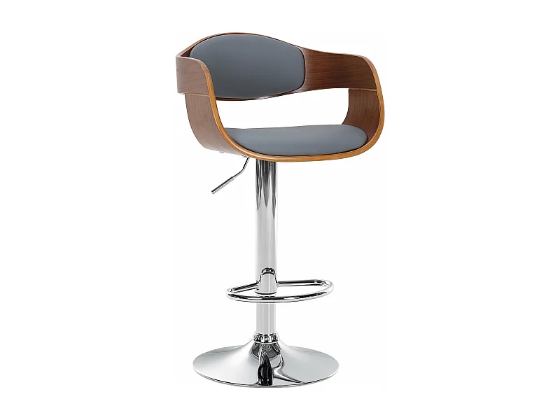 Tabouret de bar - Similicuir - Noyer / Gris - Kingston