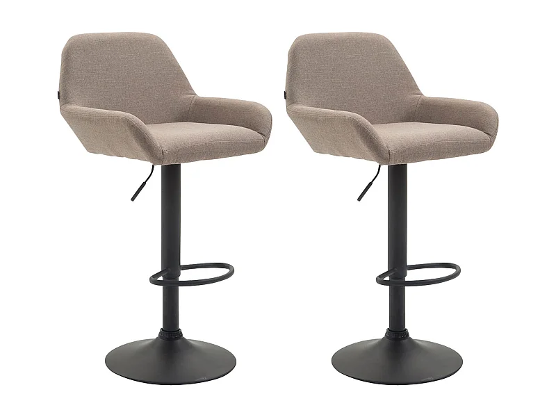 Lot de 2 Tabourets de bar - Tissu & Métal chromé - Taupe - Braga