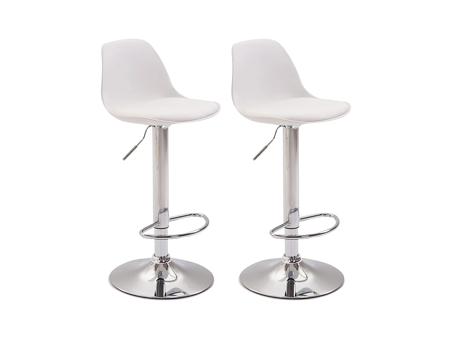 Lot de 2 Tabourets de bar - Similicuir & Métal - Blanc - Kiel