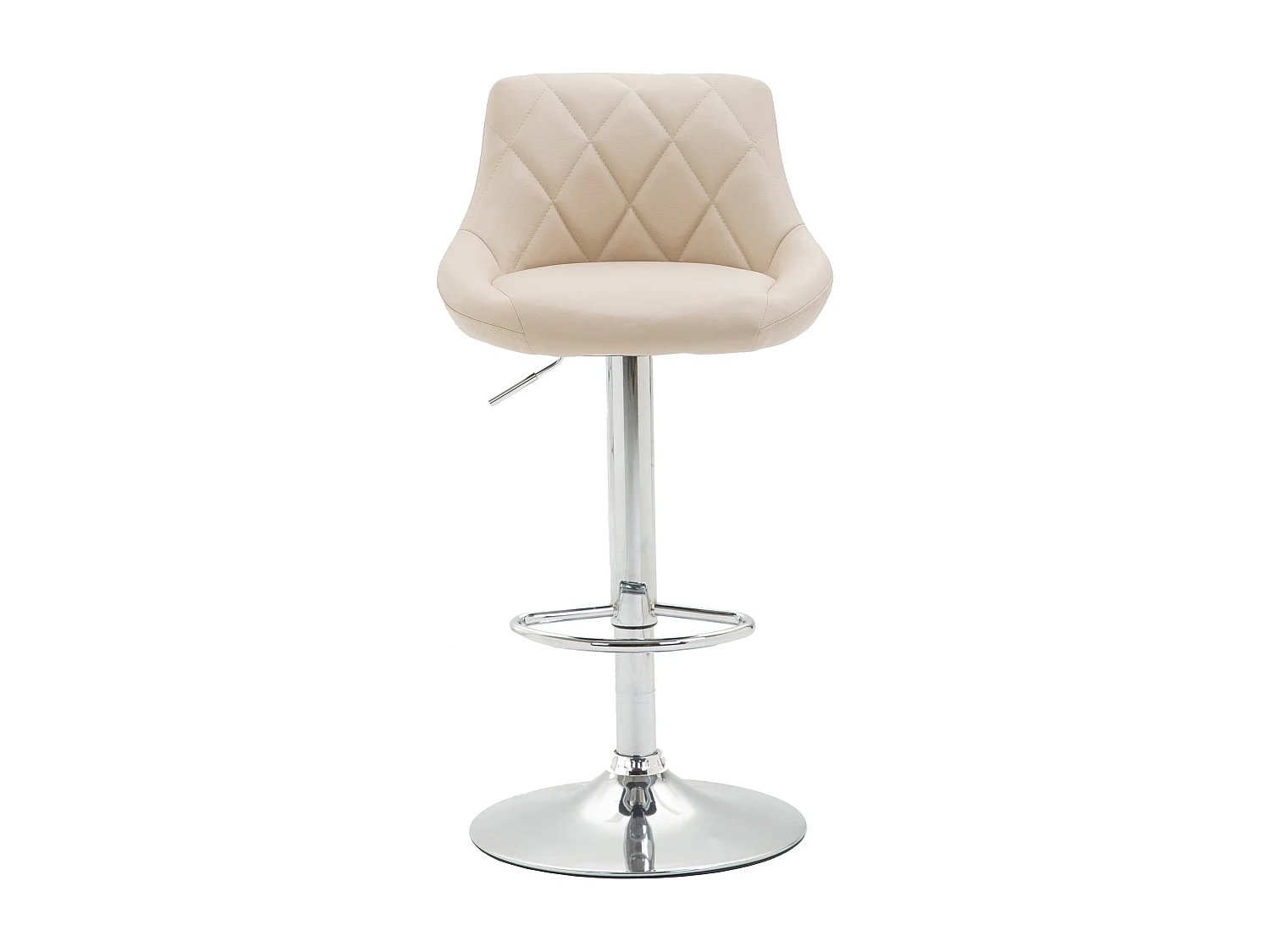 Tabouret de bar - Similicuir & Chrome - Crème - Lazio