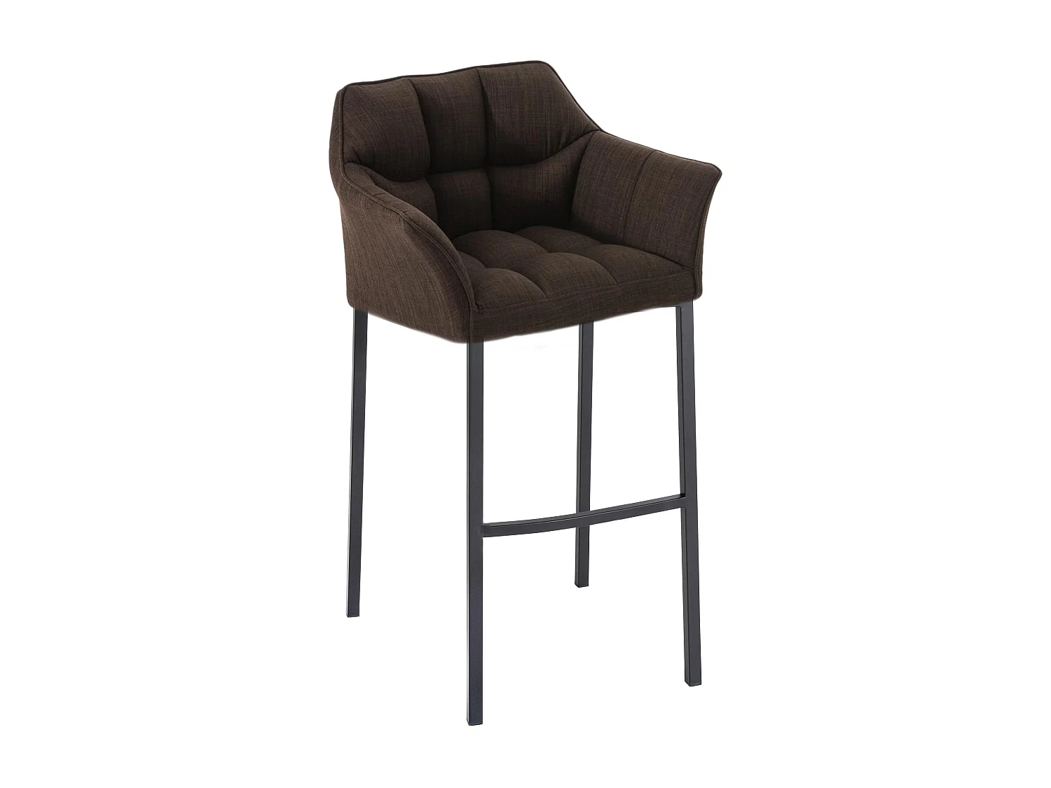 Tabouret de bar - Tissu & Noir - Marron - Damaso