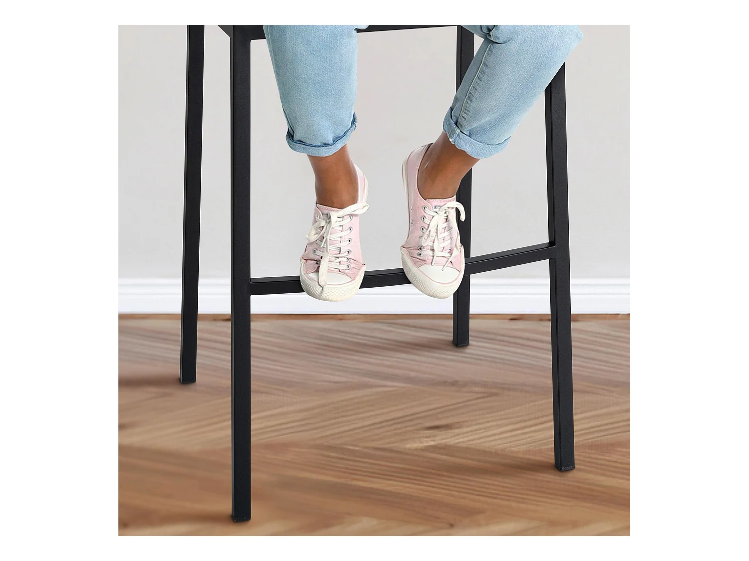 Tabouret de bar - Tissu & Noir - Marron - Damaso