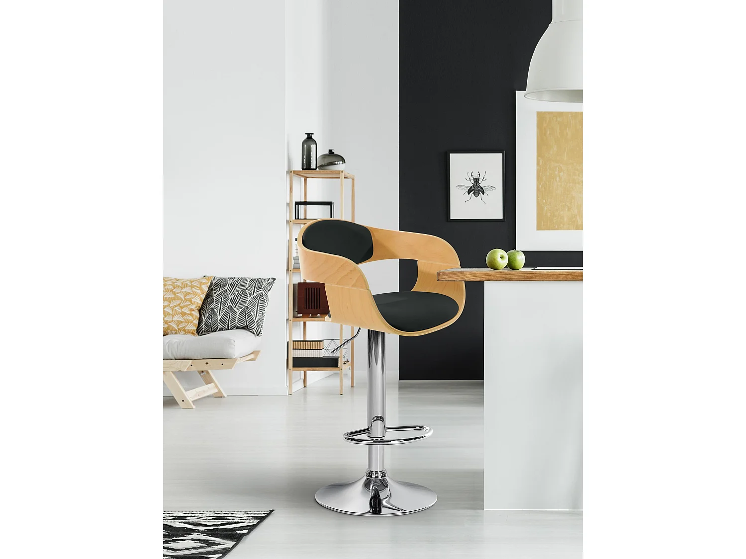 Tabouret de bar - Similicuir - Nature / Noir - Kingston