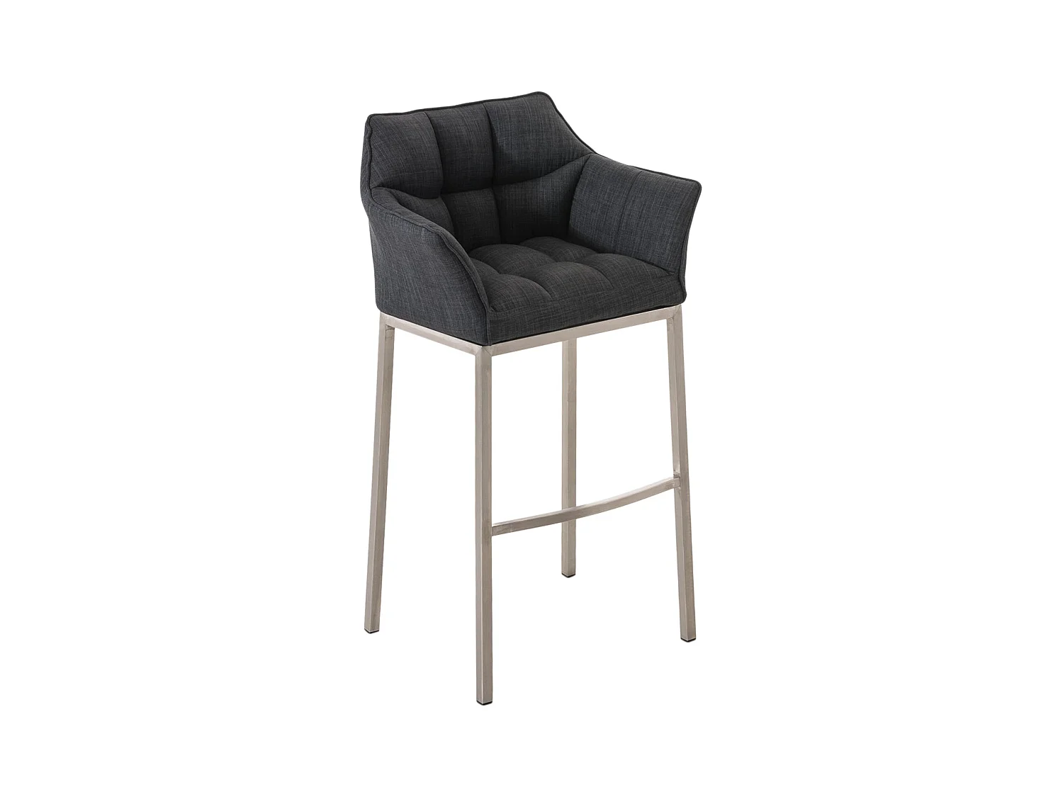 Tabouret de bar - Tissu & Acier inoxydable - Gris foncé - Damaso